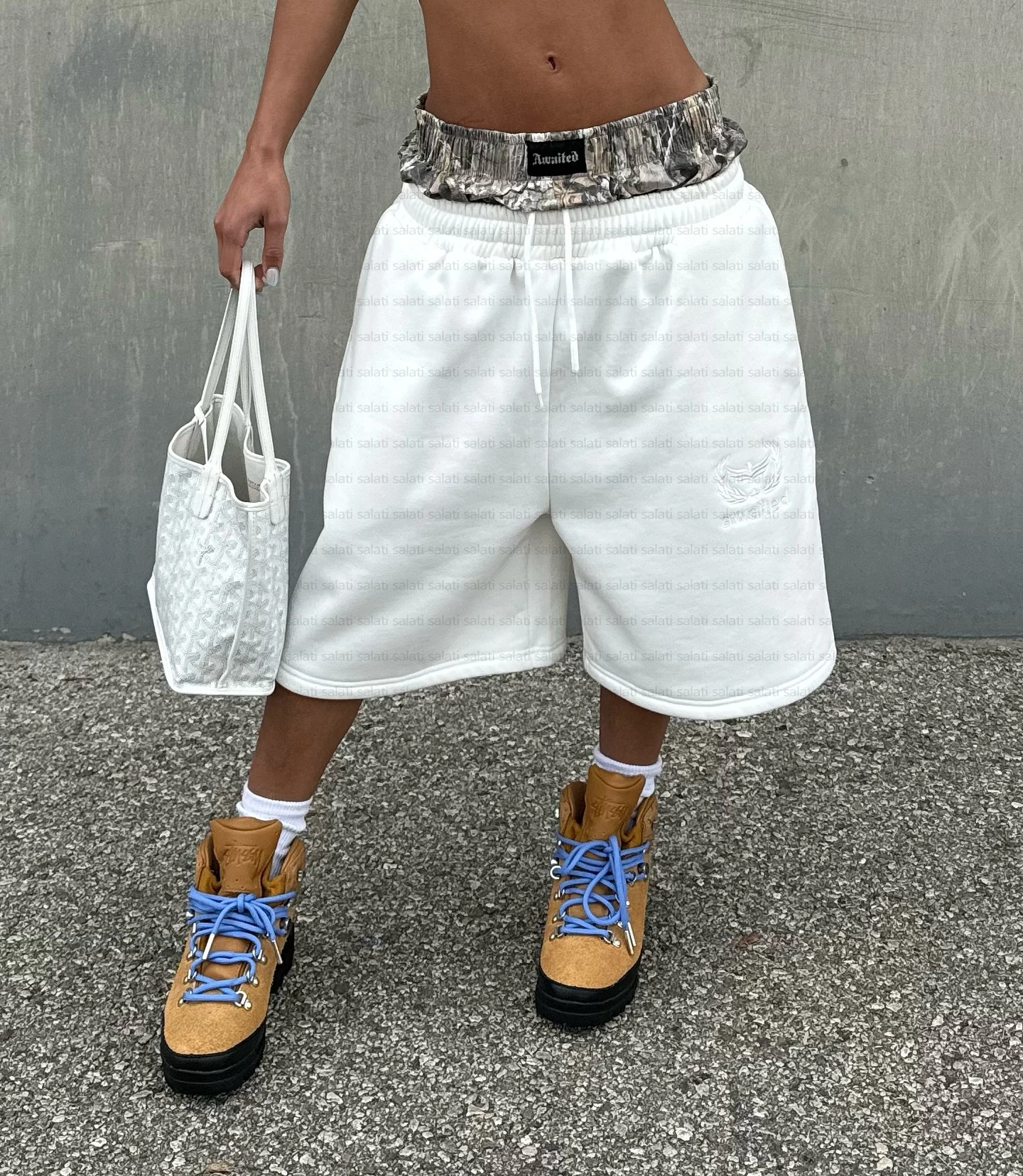 Custom Summer Streetwear Track Jogger Sweat Short Embroidery Unisex Fleece Cotton Double Camo Waisted Oversized Baggy Shorts Men gallery 3