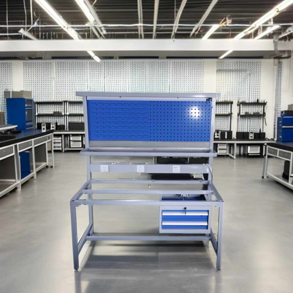 Hot Sell Adjustable Anti-static Computer Repair Workbench with Double Layered Drawer and Sockets Workshop Used