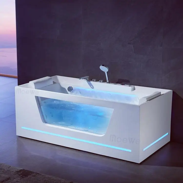 Acrylic Indoor Bathtub with Whirlpool & Water Massage Modern 1.8m Multi-Functional Design whirlpool Spa Bath Tab for Bathroom