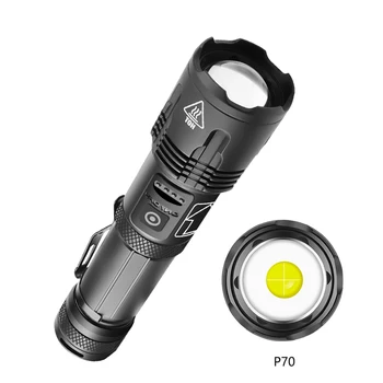 500000LM XHP70.2 Powerful LED Flashlight USB Rechargeable LED Torch XHP70 Hand Lamp 26650 Power Display Tactical Lamp
