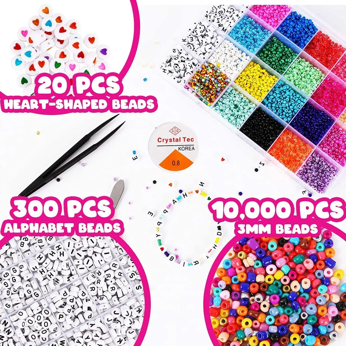 Glass Beads Amazon Alphabet Beads Beads For Bracelets 10,000+