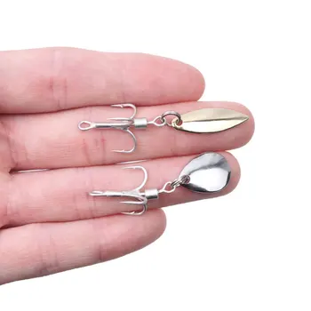 Hessen Stainless Steel Treble Hook Spinner Spoon 2# 4# 6# 8# 10# Triple Hook Rotating Sequined for Fish Bass Octopus Trout Pike – Metal Jig – view 3
