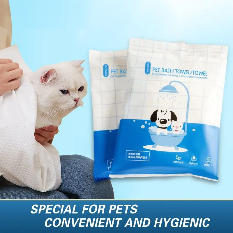 Нетканое полотенце для чистки собак, одноразовое банное полотенце для домашних животных