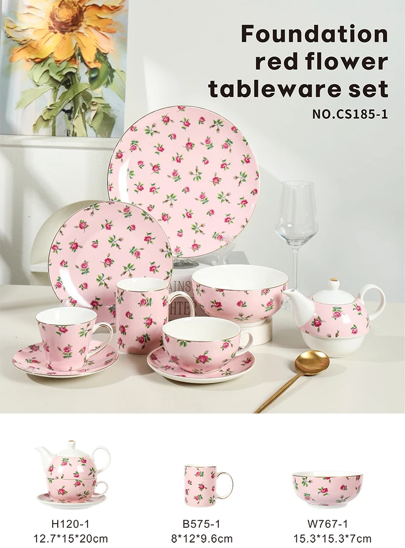 product wholesale luxury complete dinnerware sets floral elegant dishes plates sets dinner set for home-1