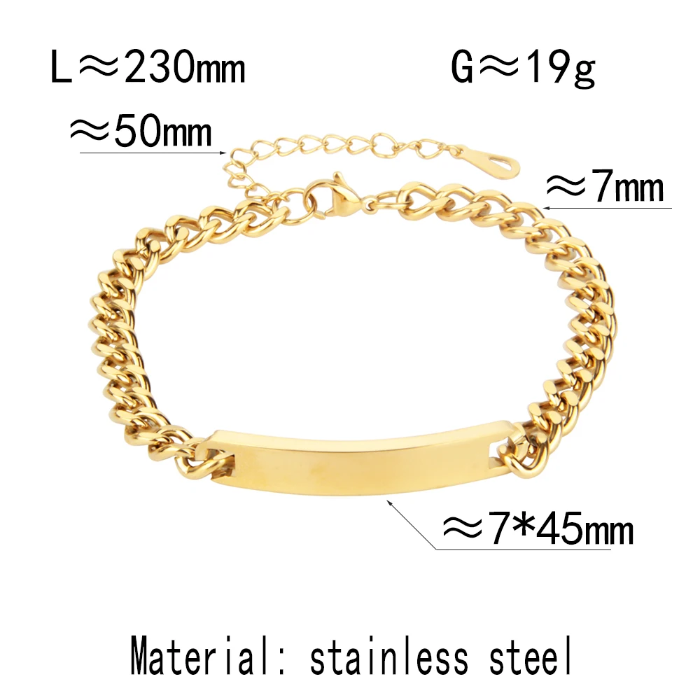 Stylish Stainless Steel Bracelet with Personalized Carved Text Simple Chain Light Gift Accessory for Weddings and Anniversaries