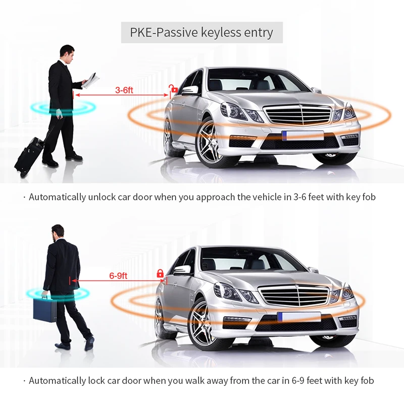 Easyguard Ec003 Dc12v Push Button Start Keyless Go System with Remote Start Starter Pke Passive Keyless Entry Car Alarm System