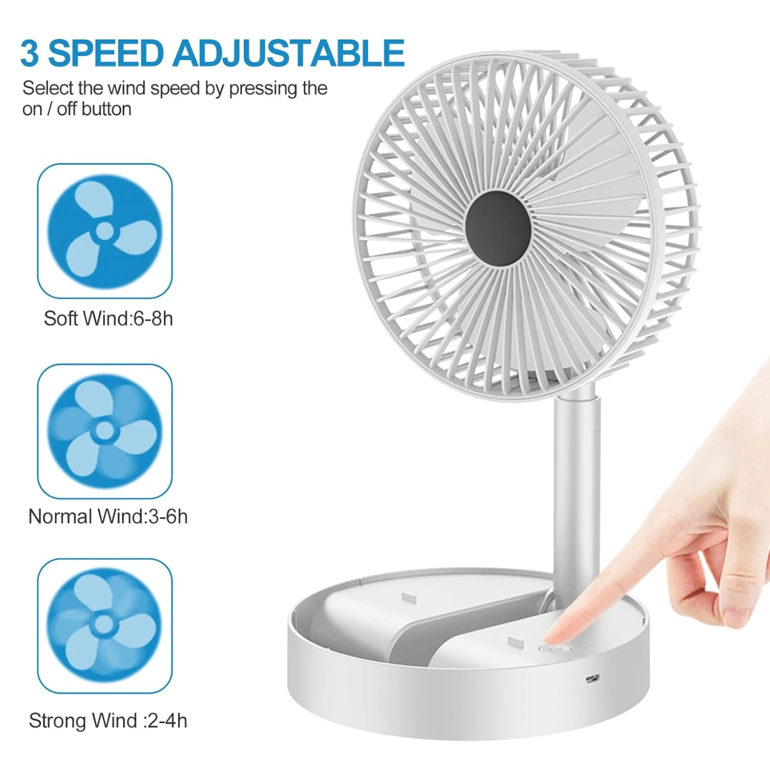 2024 Folding Portable Fan Floor Standing Fan Mini  USB Rechargeable Wireless Telescopic Fans with Promotional Gift Box-st