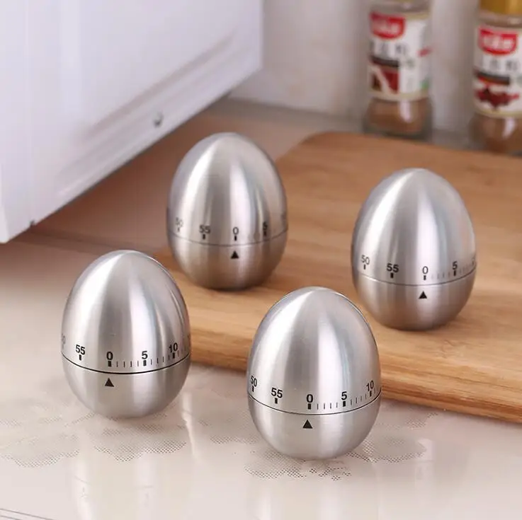 Egg Shaped Stainless Steel Mechanical Twist Timer Kitchen Timer Cooking Tools Mechanical Dial Timer