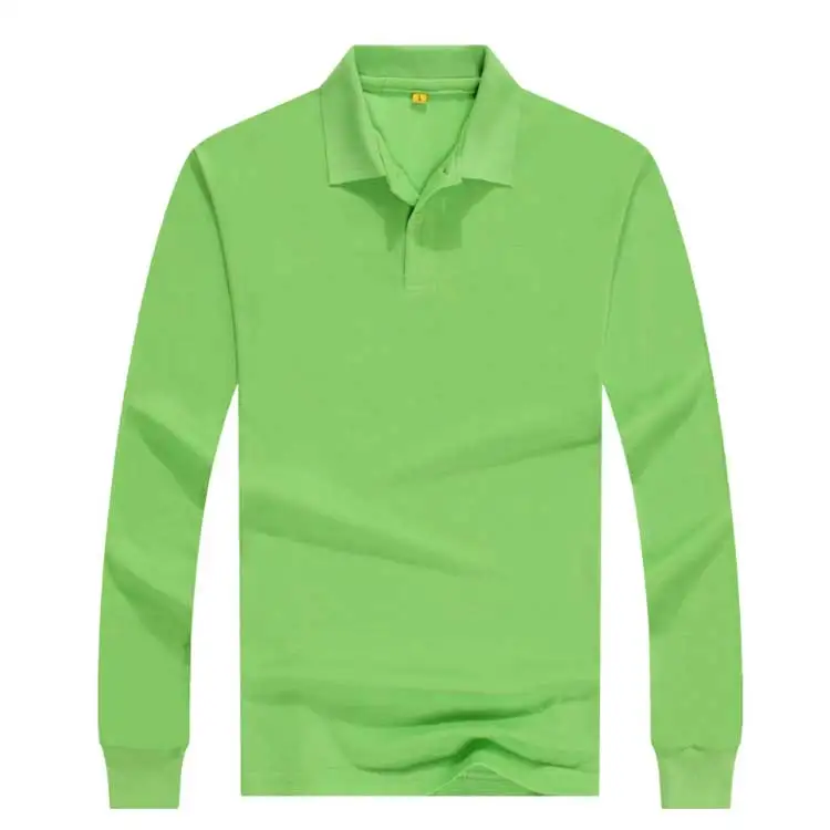 SKLPS009 pure colour plain color light green 060 long sleeved en s Polo  shirt 1AD01 tailor made ordering men s pure colour polo shirts DIY design  supplier