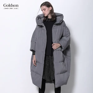 2022 Fashion Loose Style Hooded Winter Oversize Long Outwear Filling Duck Down Coat for Woman