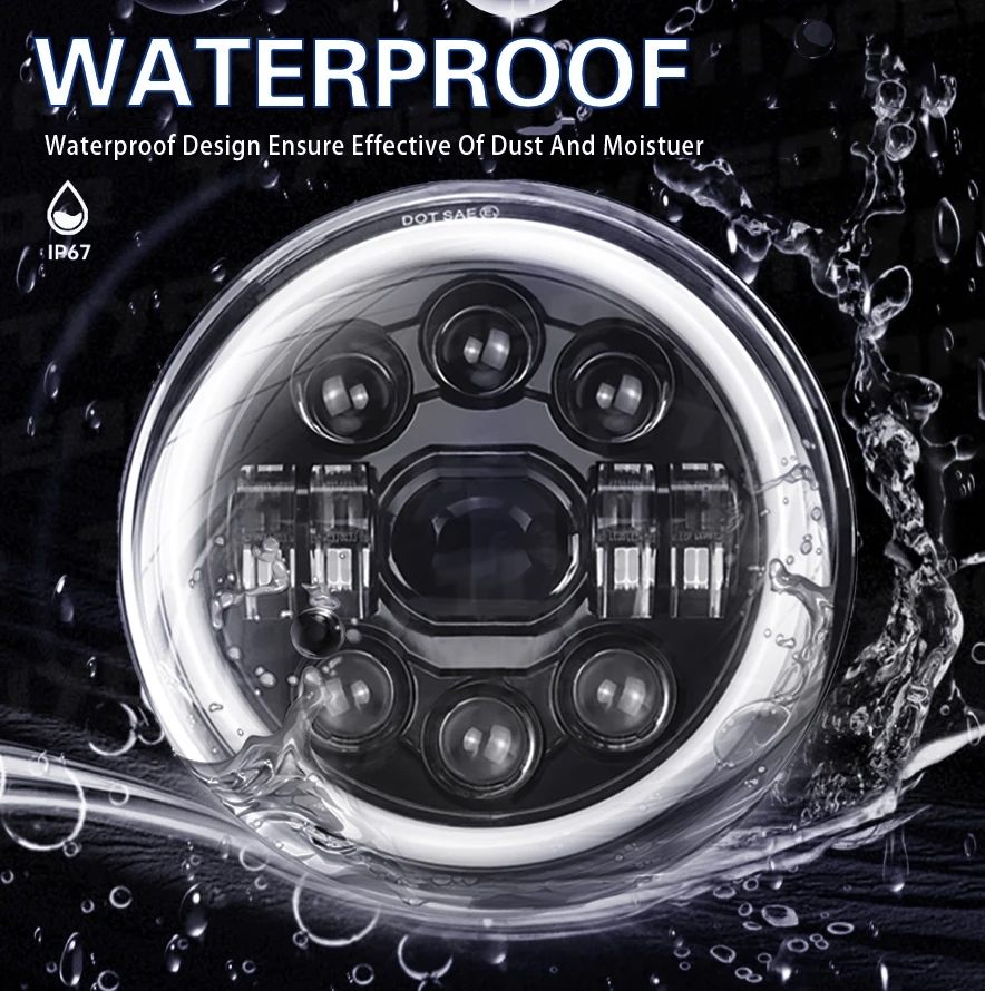 product tiypeor 7inch round universal motorcycle super bright drl led headlight car auxiliary fog light-4