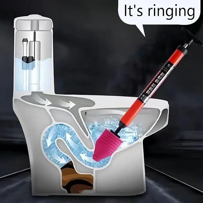 High-Pressure Toilet Plunger & Unclogger – Air Plunger With Stainless Steel Body, Ergonomic Grip, For Toilets, Sinks, Showers & Floor Drains