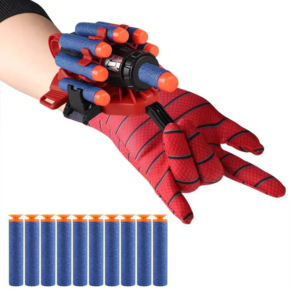 Spider Launcher Soft Elastic Sucker Spinning Jet Sticky Wall Soft Bullet Gun Children Hero Wrist Toy
