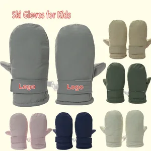 Custom Logo Print Girls Boy Wholesale Children's Winter Quick Dry Warm Gloves Waterproof Outdoor Sports Snow Ski Gloves for Kids