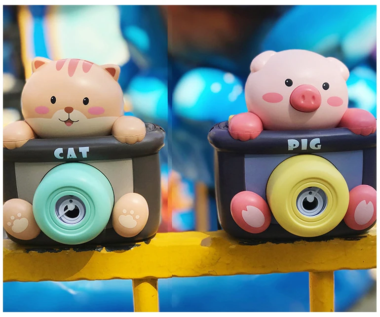 2021 Cute animals leak proof kids soap toy magic automatic bubble camera for kids