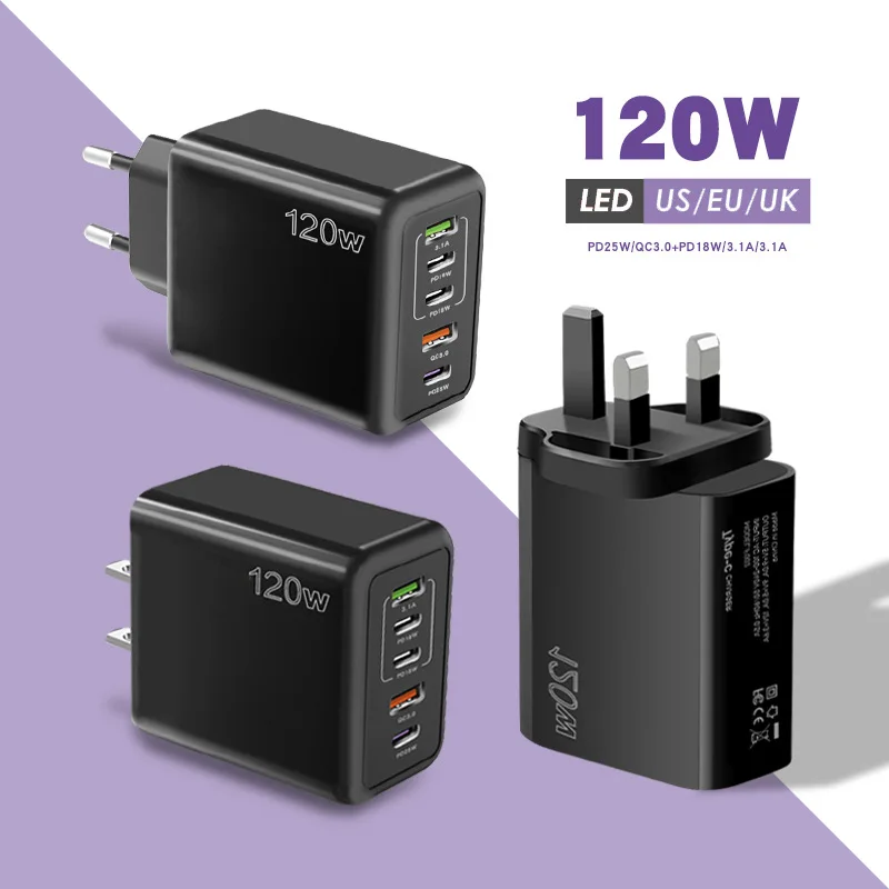 Station De Charge USB-C Portable 120W Ultra-Rapide - Multiple Ports Pour Téléphone Et Tablette