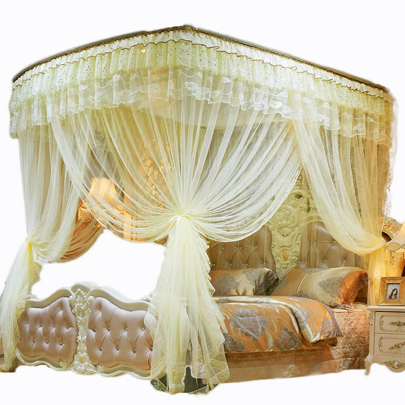 U Shape Guide Rail Adjustable Free Flexible Three Doors Warm Home Decoration Mosquito Net