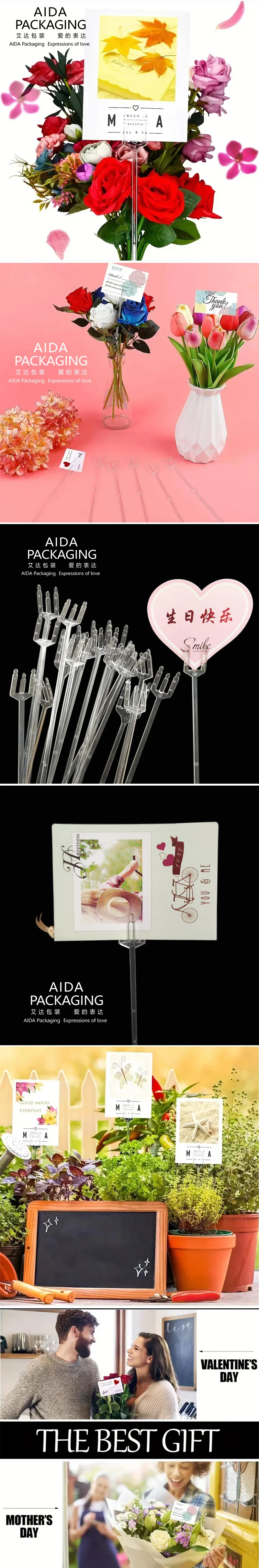 Aida Flower Bouquet Inserting Card Holder Sticks 80pcs/bag Plastic