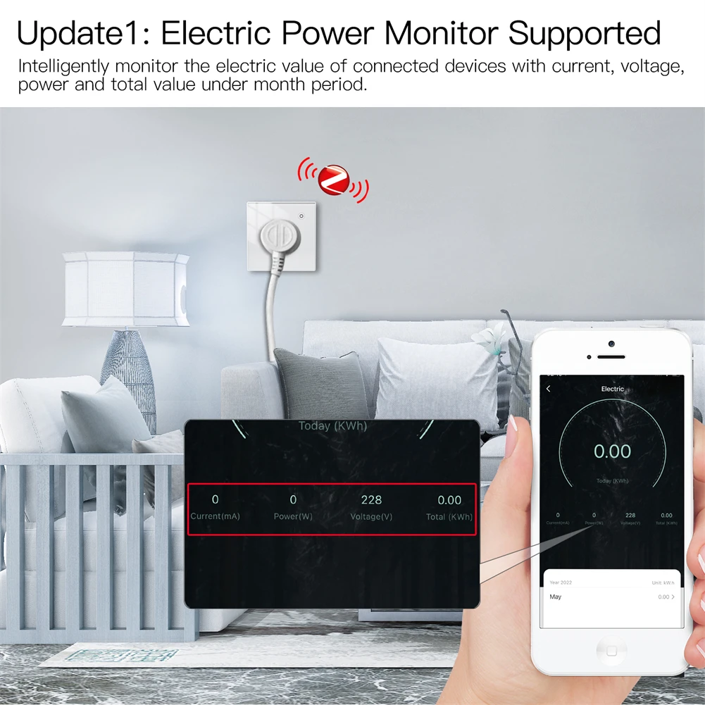 Tuya Smart Home Zigbee Smart Wall Socket Glass Panel Outlet Power Monitor Extremely Soft Touch Plug Relay Status and Light Mode