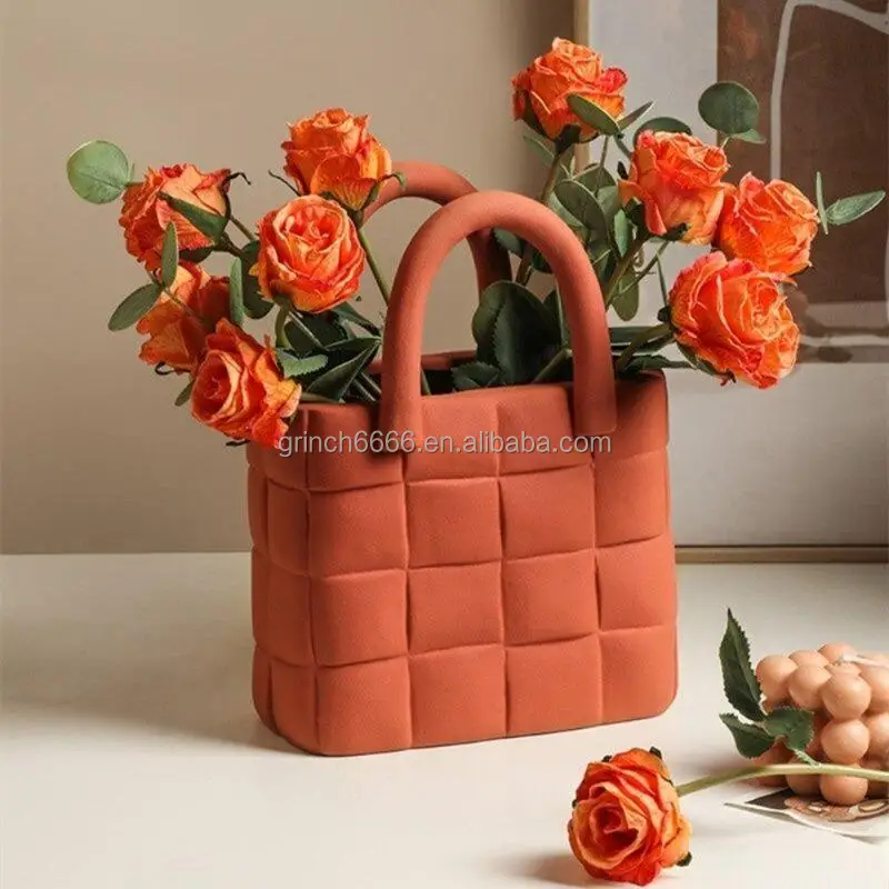 Source Handbag Inspired Ceramic Vase nordic ceramic handbag vase Basket Ceramic  Vase on m.