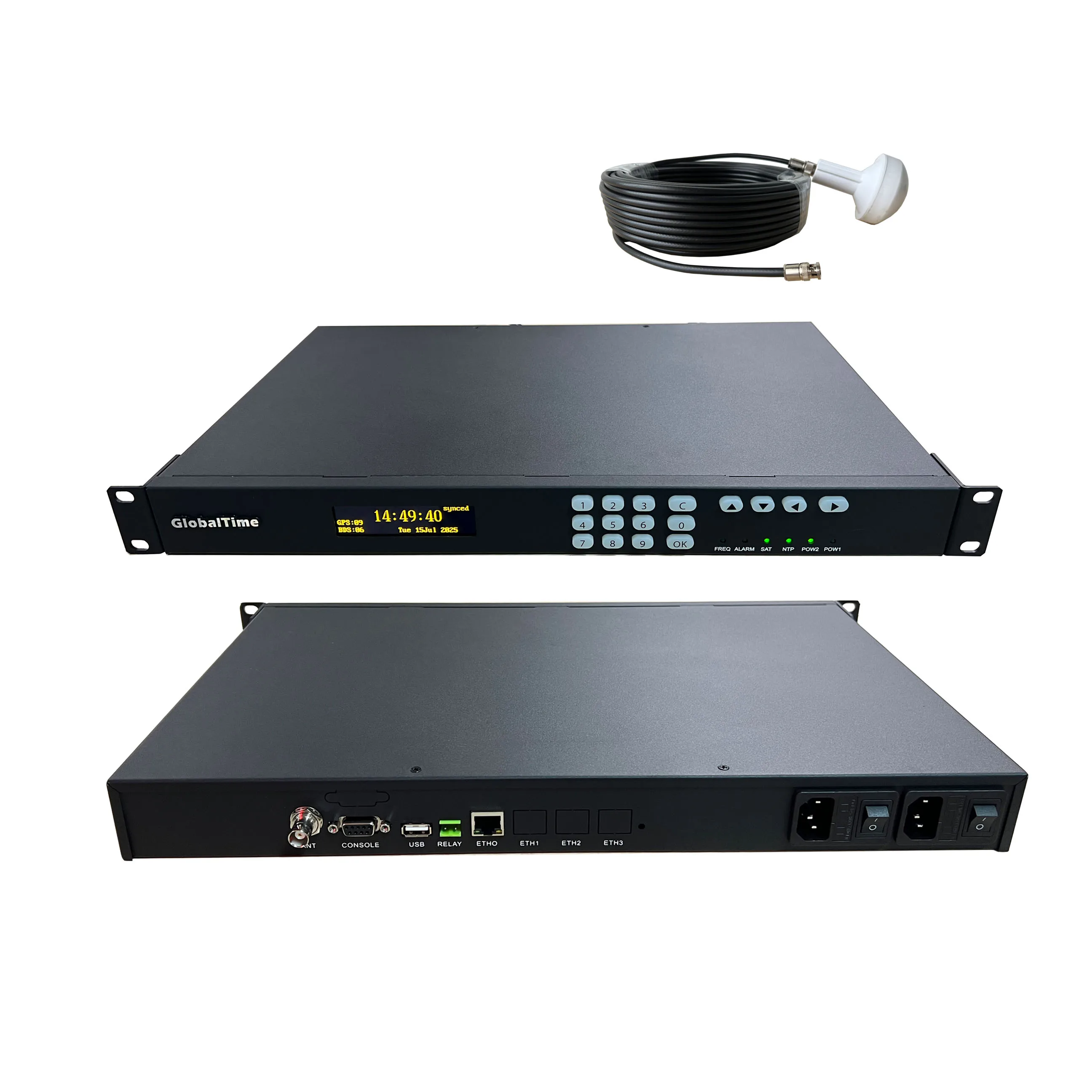 GPS NTPネットワークタイムサーバー、オプションのRubidiumクロック