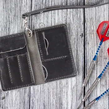 Compact Darts Set Holder Leather Case - Portable Gift for Darts