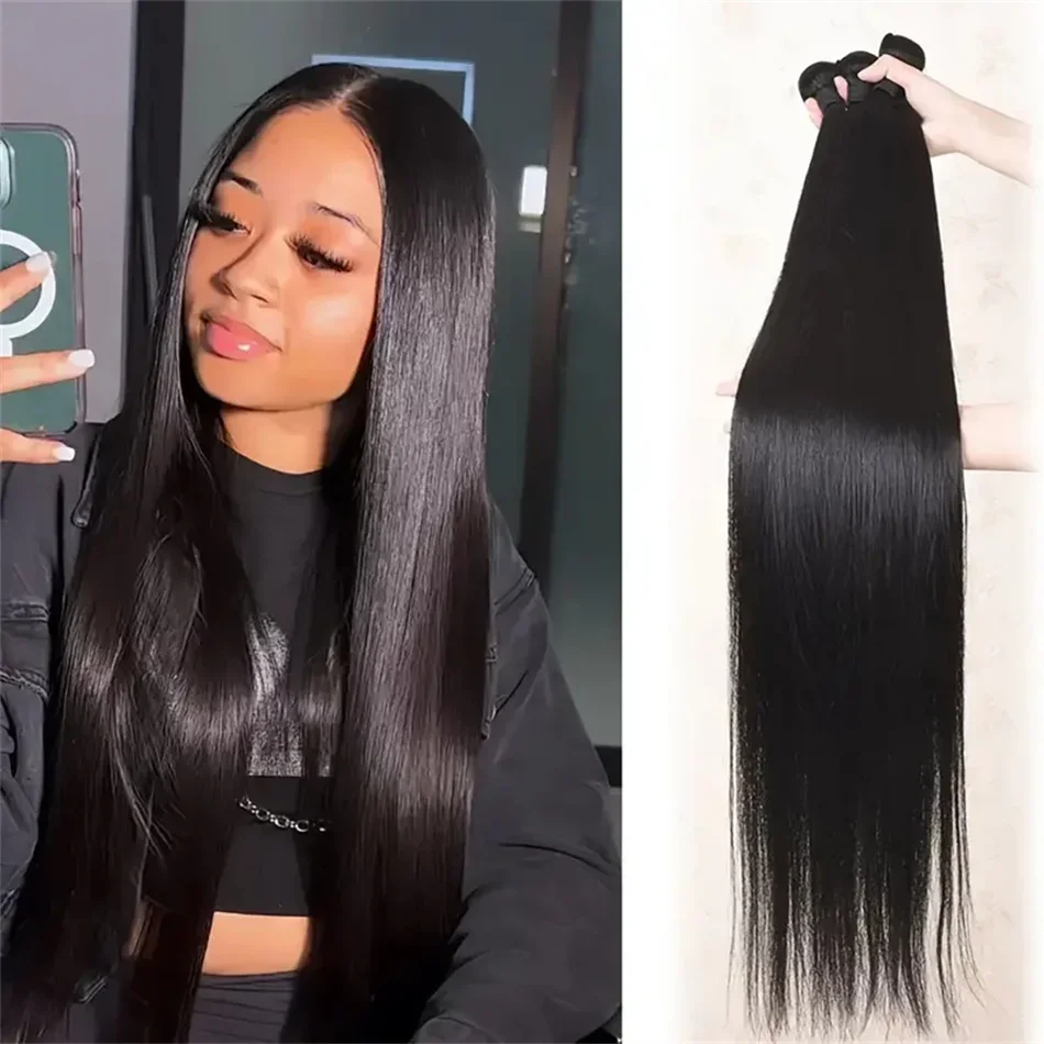 Knochen gerade Bündel Haarverlängerung für Frauen reines brasilianisches Haar 8-32 Zoll mehrere Größe_voghion.com