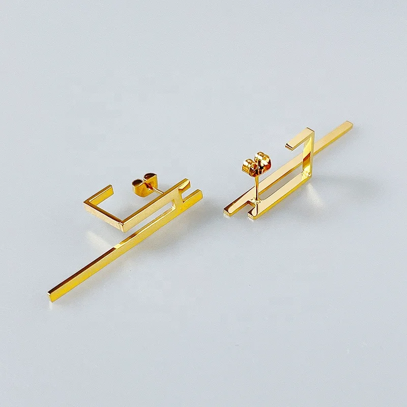 Original Design 18K Gold Plated Stainless Steel Jewelry Pendientes Piercing Earrings For Women Party Gift Earrings E221417