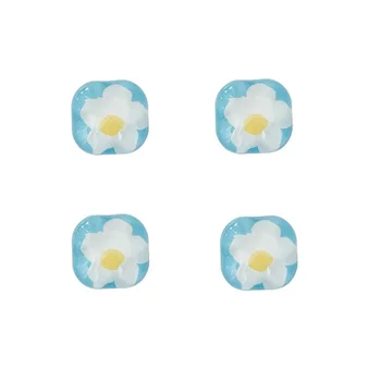 Elegant Wholesale Fashion Flat back Flower Resin Charms Geometric Cabochon Beads for DIY Jewellery Making Materials Accessory