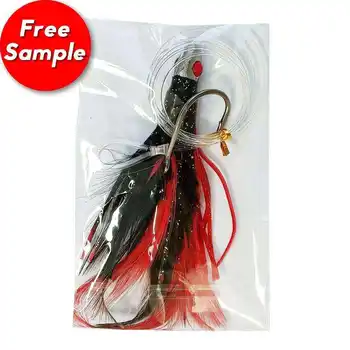 High Quality Wholesale OEM 4.5 Inch 0.8 Oz Rigged Rubber Skirt with Real Feathers, Tuna Fishing Tackle – Soft Lure – view 4