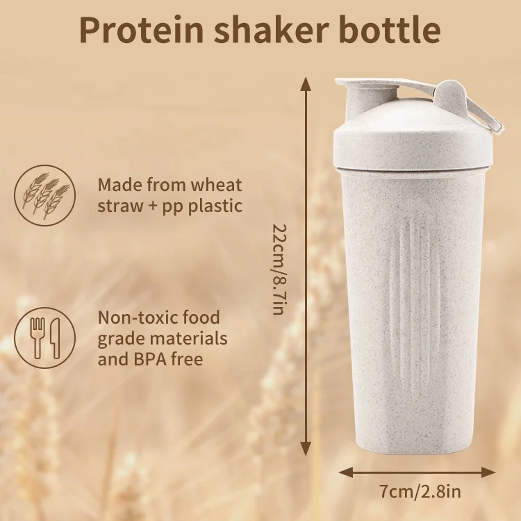 Custom Color Logo 600 Ml Travel Portable Wheat Straw Bottle Sport Personal  Fitness Protein Shaker Bottles Food Grade PP+Wheat Straw - China Food Grade  PP+Wheat Straw and Portable Wheat Straw Bottle price