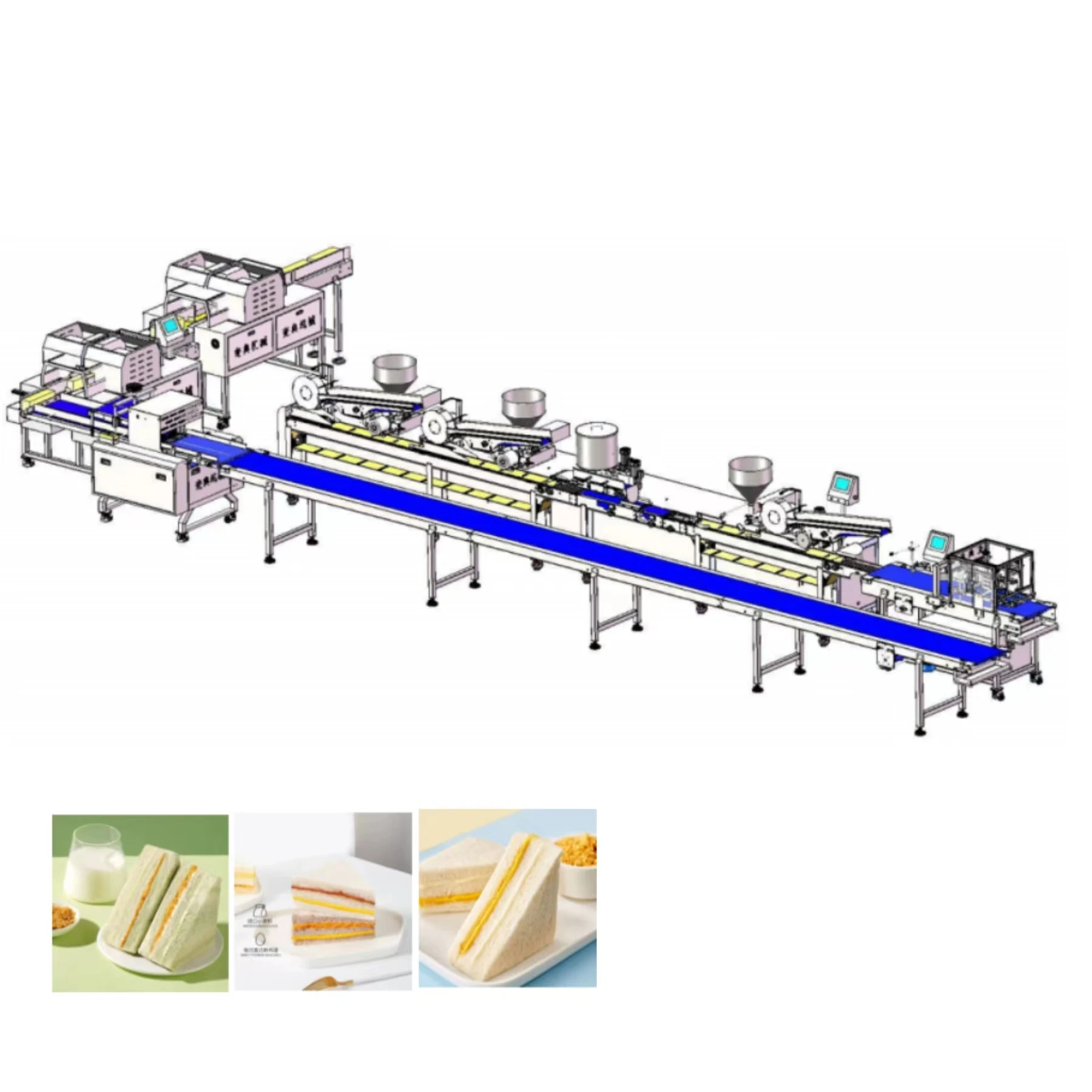 ADMF Fully Automatic Toast Triangle Sandwich Bread Production Line With Slicer Stuffing Machine Restaurant Equipment