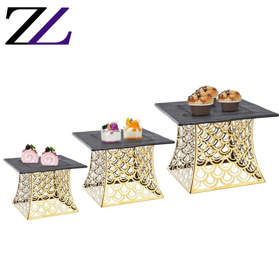 Hotel Buffet De Salon Counter Tableware Tools Design Gold Catering White Ceramic Serving Dishes Platter Buffet Plate Stand
