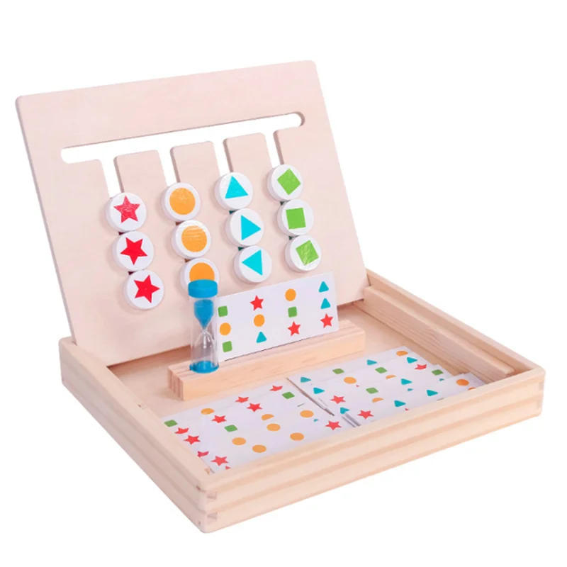 Montessori Logic Games Early Color Math Education Toy for Kid Wooden Four Color Game