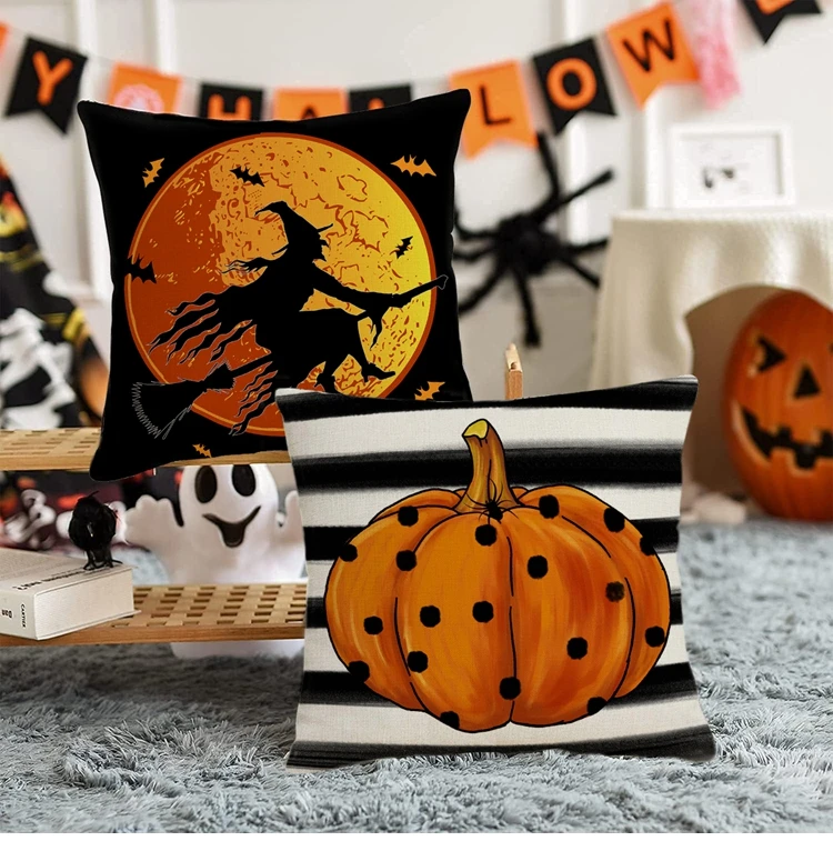 Halloween Pillowcase Trick Or Treat Pumpkin Ghost Throw Pillow Cover