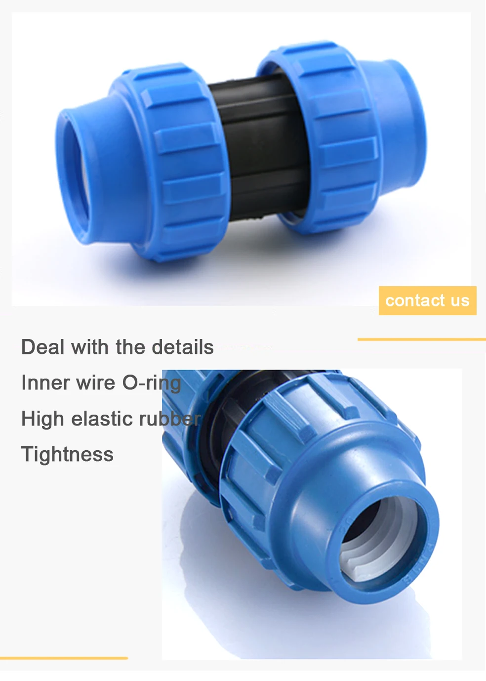 Garden IrrigationLDPE HDPE Pipe Connector Fitting 10bar 16bar Compression Coupling Fitting