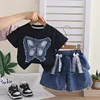 2611 Butterfly Completo Due Pezzi Nero a Maniche Corte