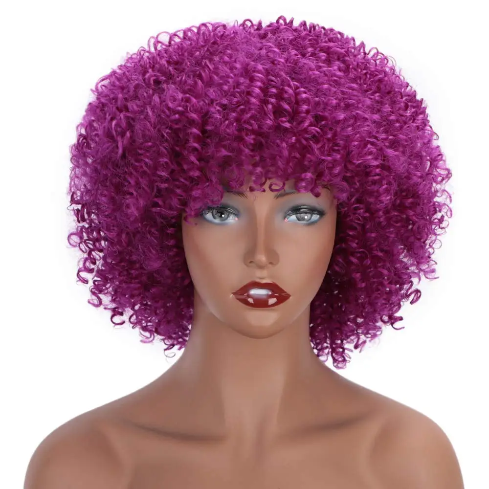 curly short pink wig