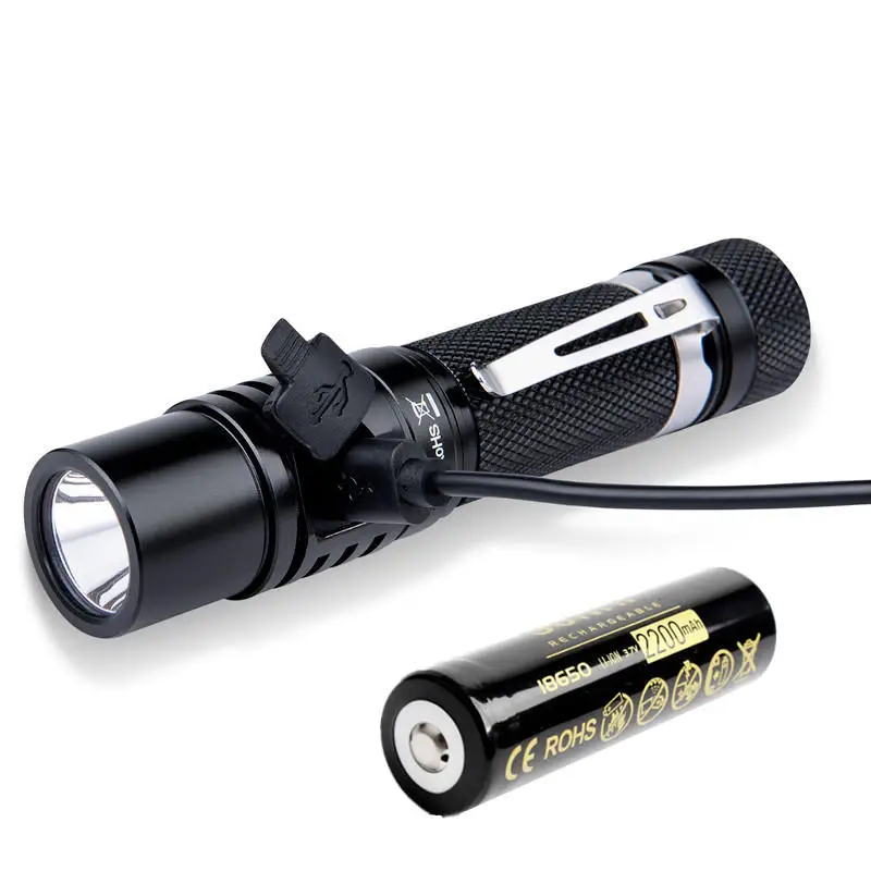 High Power Usb Rechargeable Strobe Emergency Flashlight Led Long Focus Waterproof Hunting Hand Torch Lamp