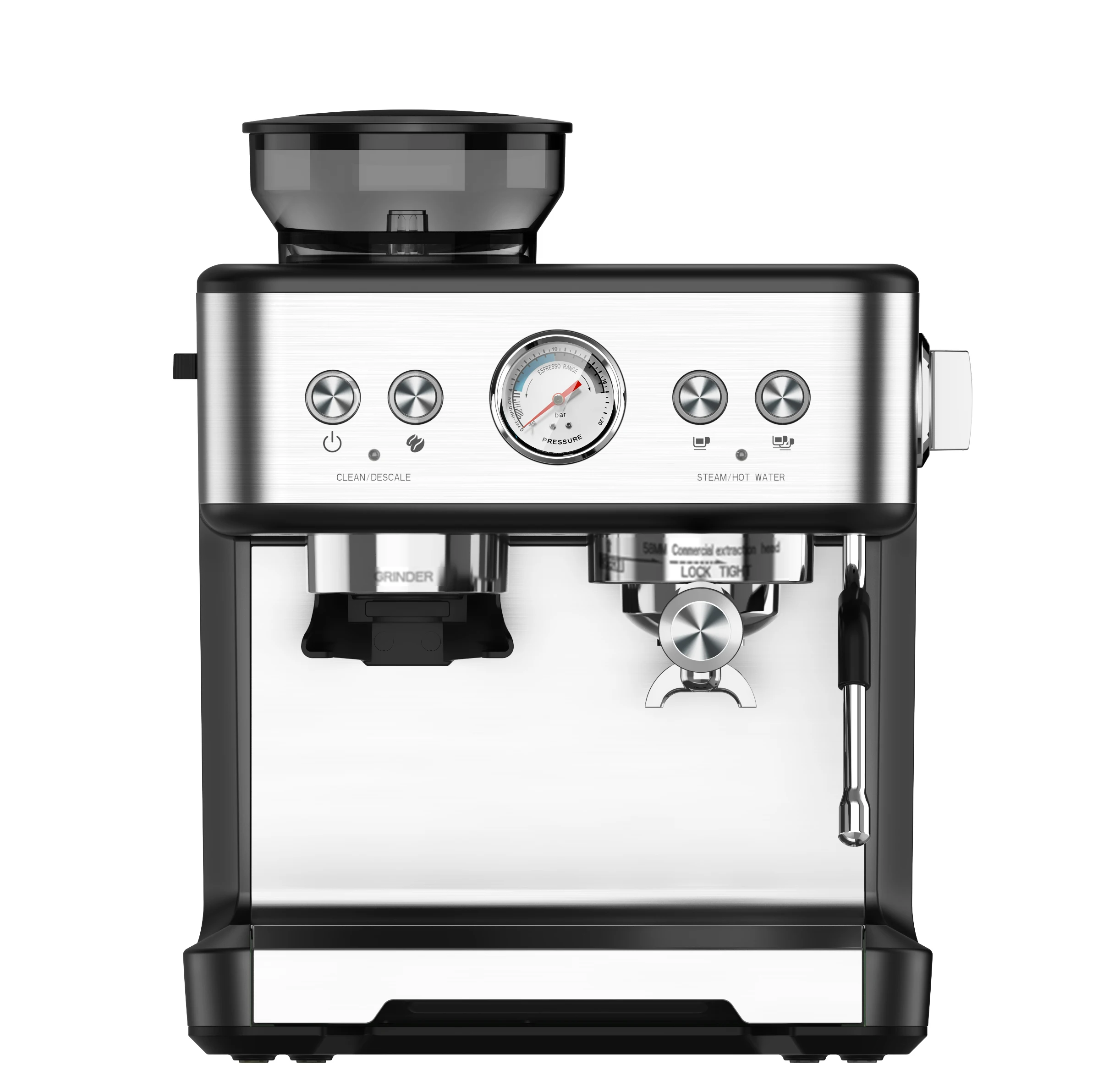 Espresso makinesi 15 Bar paslanmaz çelik lüks Espresso makinesi