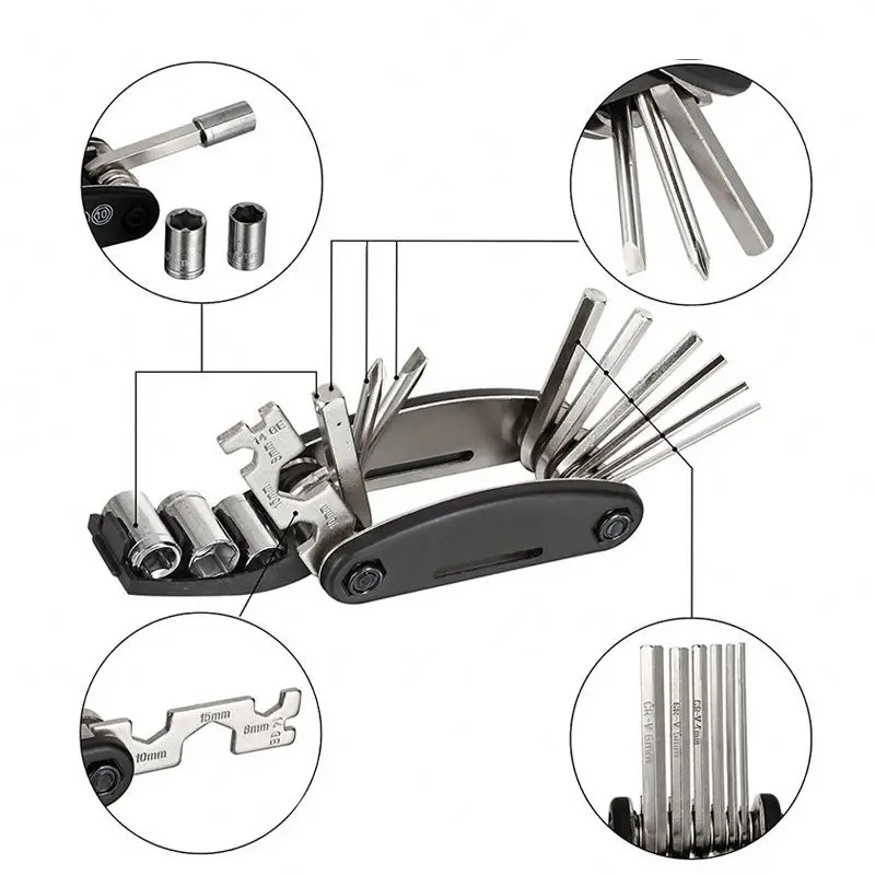 Bike Accessories 16 In 1 Multifunction Bicycle Tool Set Cycling Bike Tools & Maintenance