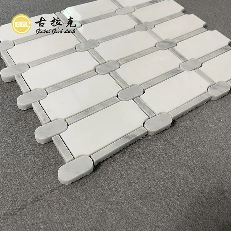 Contemporary Design Marble Mosaic Background White Marble Tile for Bathroom Kitchen manufacture