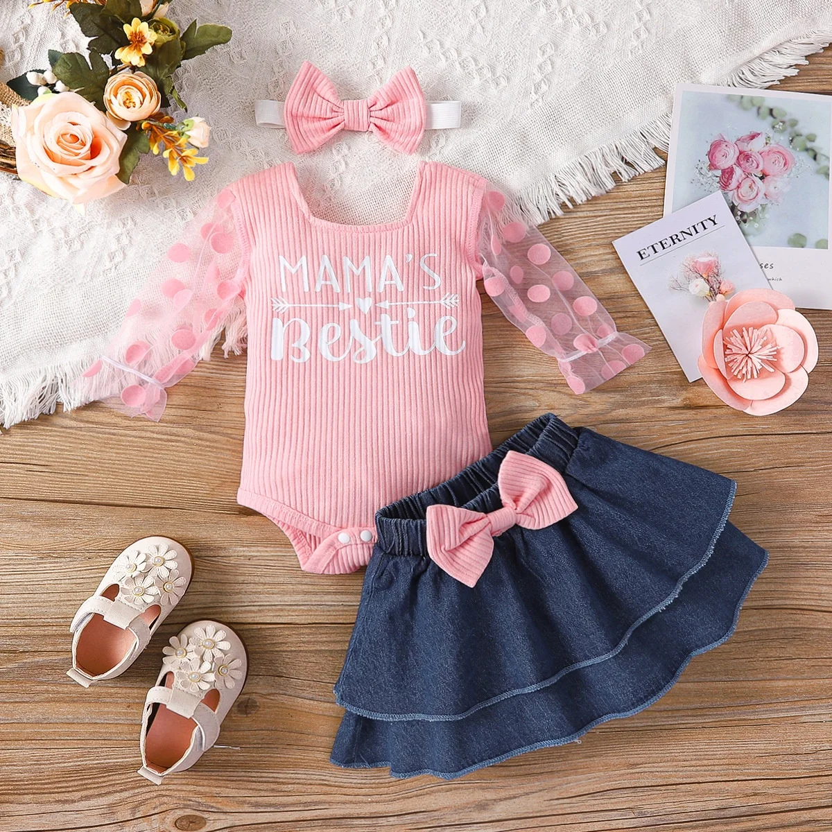 2023 Spring Autumn Infant Girl Clothing Sets Lace Long Sleeve Letter ...