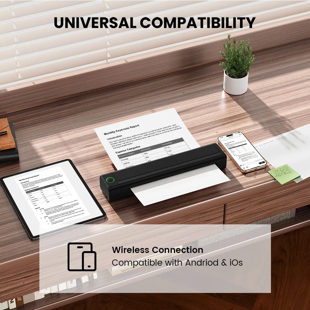 Portable A4 Thermal Printer - Newyes LD0803, Wireless Bluetooth