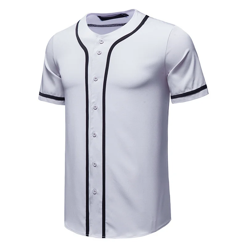 Blank Plain Hip Hop Hipster Baseball Jersey, Button Up Sport Shirt