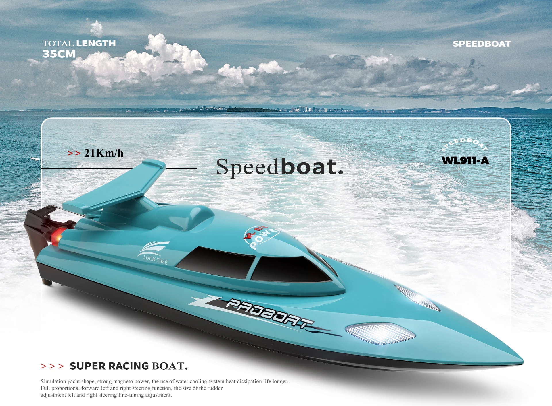 HOSHI WLTOYS WL911-A RC Boat Ship 2.4G RC Racing Boat Waterproof Model Electric Radio Remote Control RC Speedboat