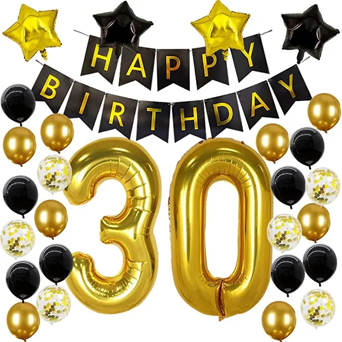 30 Birthday Party Decorations Black Gold Balloon Happy Birthday Banner 30th Years Birthday Woman Man Deco Anniversaire Buy Birthday Party Supplies 30th Birthday Party Gift Birthday Product On Alibaba Com