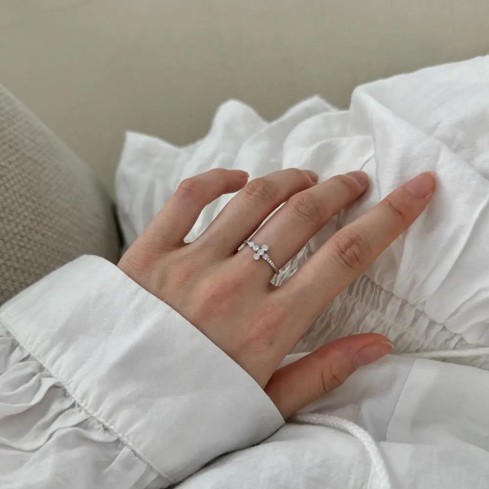 KAKODIY Promise Ring Jewelry for Women Wedding Open Adjustable 925 Sterling Silver Crossroads Flower Ring detail 9
