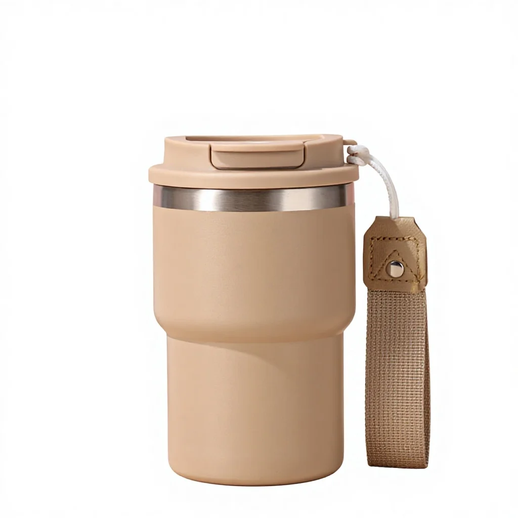 Tazza termica da viaggio in acciaio inossidabile di alta qualità, isolata sottovuoto, con logo stampato, ideale per caffè caldo e freddo, con coperchio._voghion.com