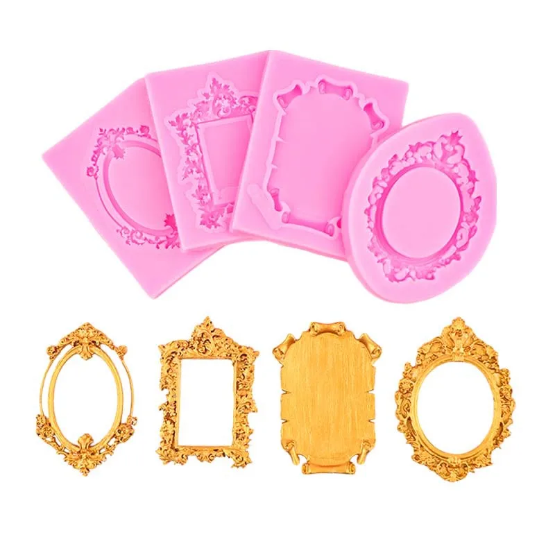 European Style Retro Hollow Photo Frame Fondant Silicone Mold Moldes De Resina Moldes Velas manufacture